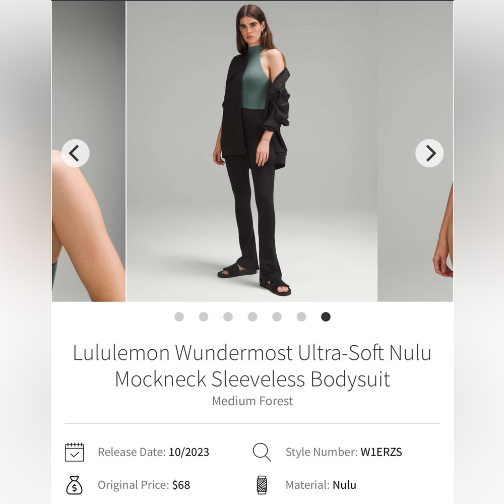 Lululemon Mock-Neck Bodysuit Sleeveless Thong Cut